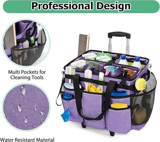 LoDrid Rolling Cleaning Bag with Detachable Trolley (Purple – Patent Design)