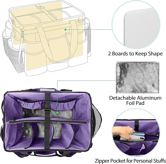 LoDrid Rolling Cleaning Bag with Detachable Trolley (Purple – Patent Design)